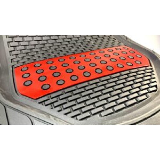 Alfombra Auto Juego 4 Piezas Reforzada Azul Rojo Plata